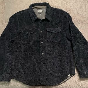 J Crew Nordic sherpa fleece shirt jacket Large dark navy